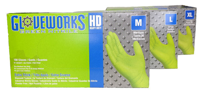 Ammex Gloveworks, Green, Lime Green, High Visibility, Nitrile gloves,  Disposable – Rocklands