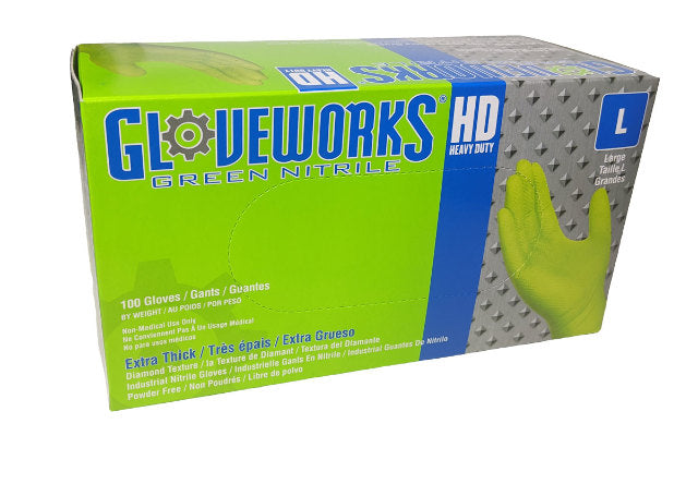 Ammex Gloveworks, Green, Lime Green, High Visibility, Nitrile gloves,  Disposable – Rocklands