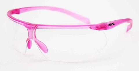 Image of Elvex Delta Plus Helium 20 Safety Glasses Pink Frame Clear Anti-Fog Lens
